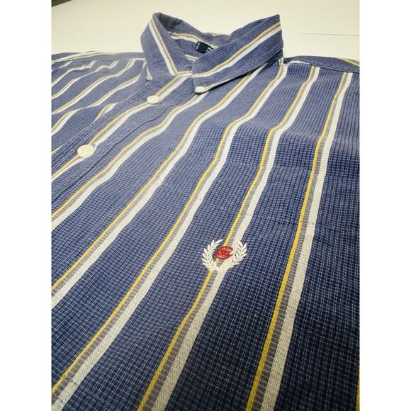 Chaps Ralph Lauren Button Down Men’s L Vertical Striped Short Sleeve Shirt - Picture 7 of 10